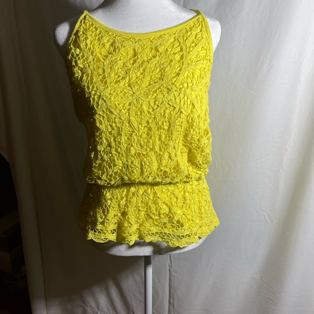 INC International Concepts Yellow Lace Tank Top